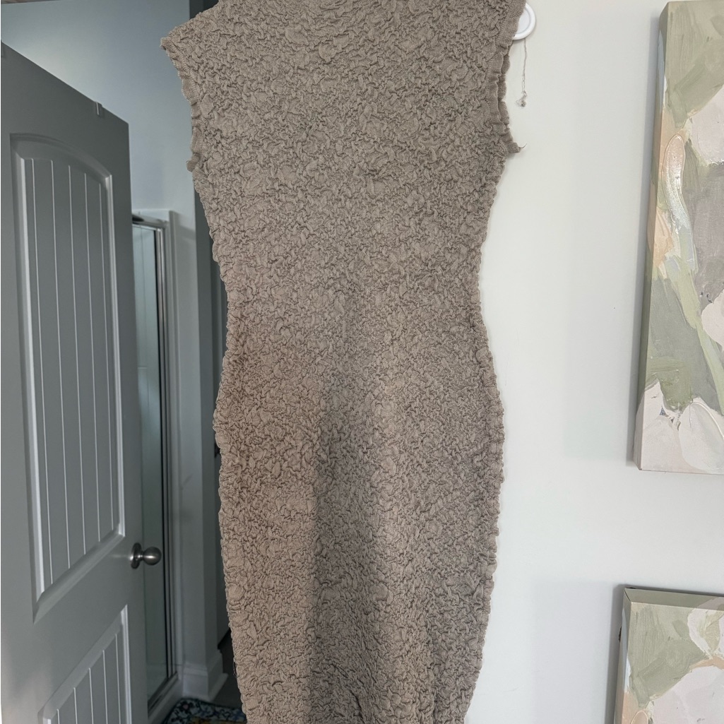 Zara Sleeveless Midi Dress In Taupe